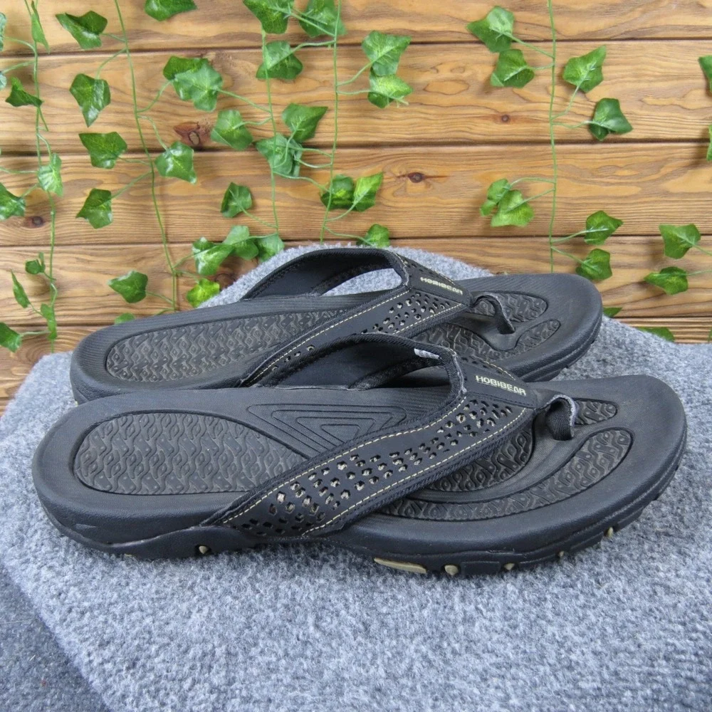 Hobibear Men's Black‎ Synthetic Flip Flops Size 46 Comfort Outdoor Sandals